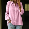thumbnail image 4 of Kadlawus Women Long Sleeve Collared Button Down Blouse Casual Fit Solid Basic Tunic Tops Comfortable Soft for Office Commute Weekend Travel Daily Wear, Pink XL, 4 of 9
