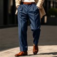 thumbnail image 2 of Men's Striped Dress Pants Slacks Slim Fit Business Work Suit Long Trousers S, 2 of 9