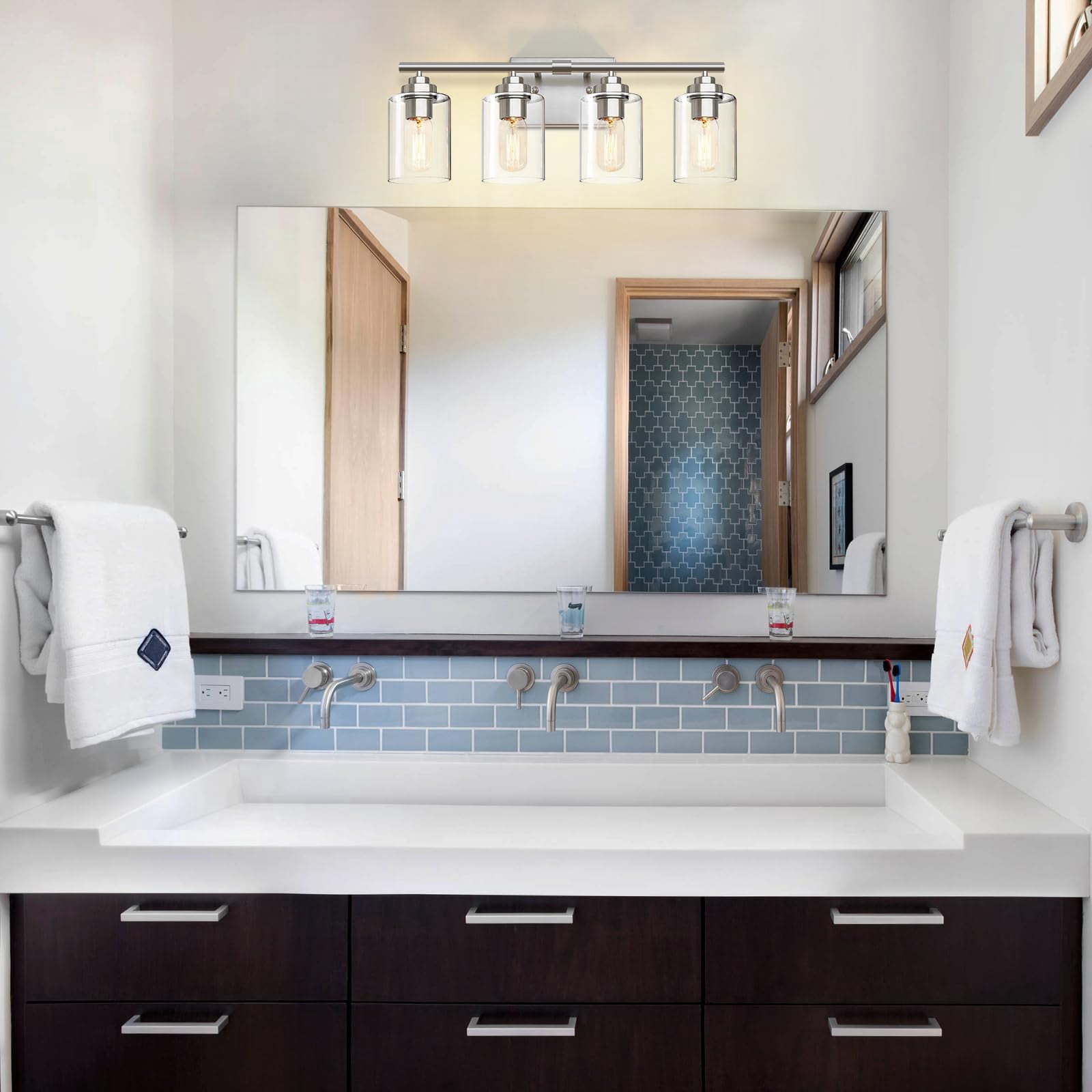 Bathroom Vanity Light Over Mirror Fixture Wall Sconce Lighting For Bedroom Living Room (nickel  4-light)