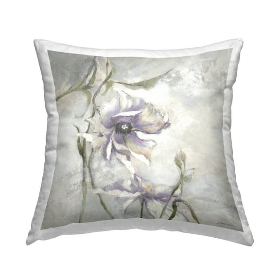 Stupell Industries Purple Floral Anemone Sprout Square Decorative Printed Throw Pillow, 18 x 18