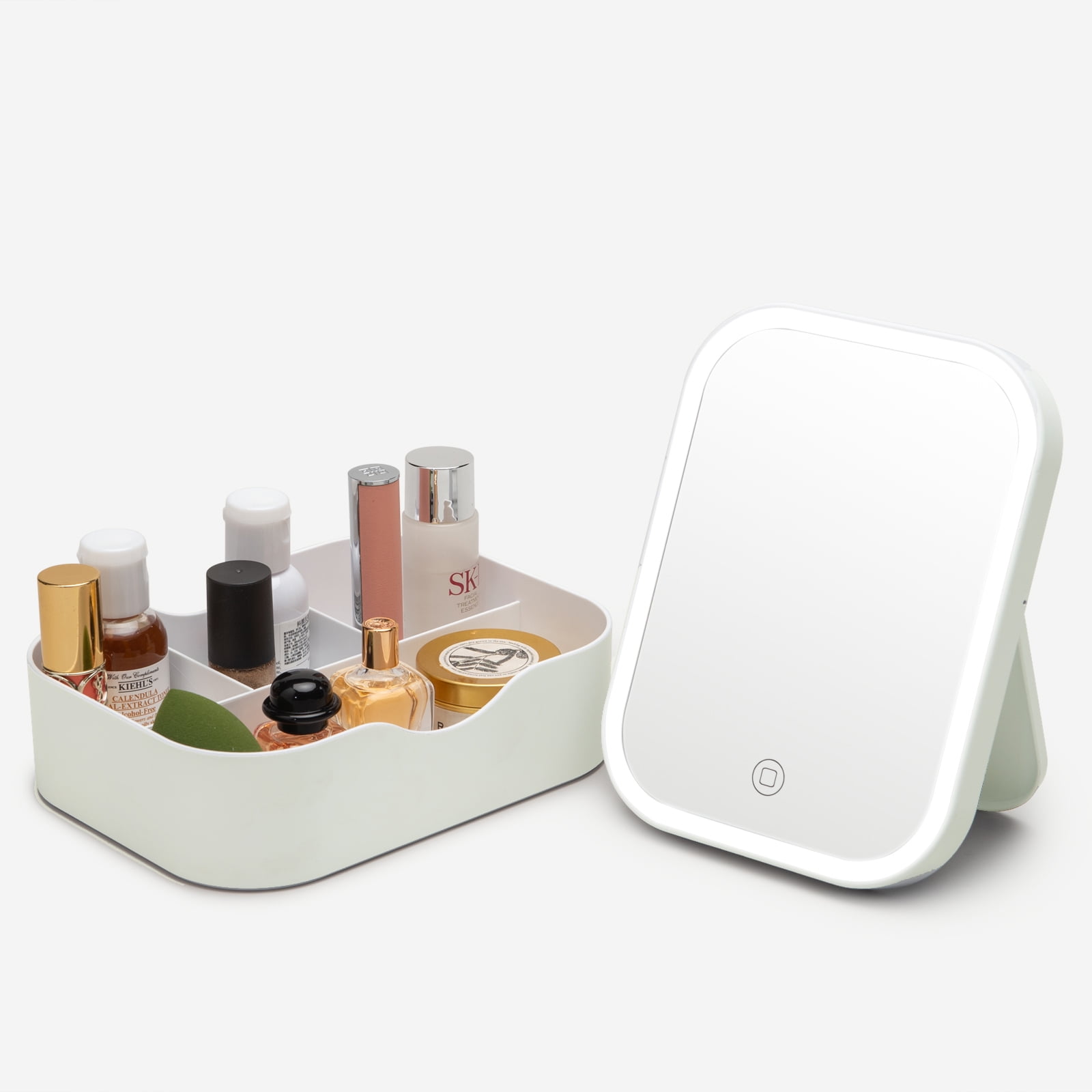 Lighted Makeup Mirror with Led Lights & Storage, SGUTEN Small Travel