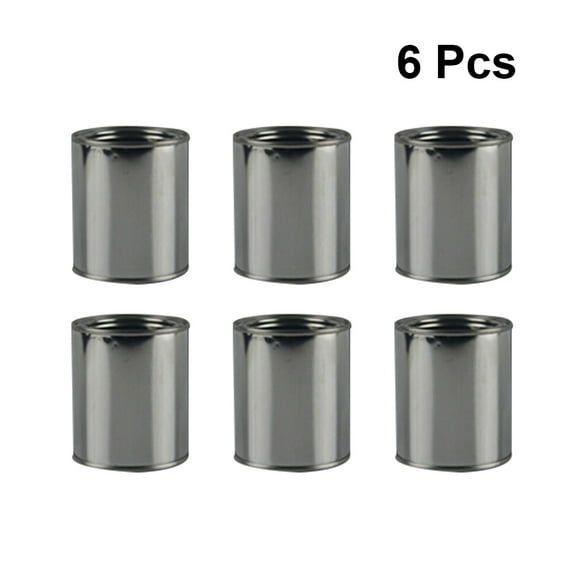 OUNONA 6 Pcs Quart Metal Cans Empty Paint with Lids Storage Containers Silver
