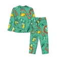 thumbnail image 2 of Junzan Funny Animals In Jungle Print Womens Pajama Sets,Long Sleeve Button Down For Women Pjs 2 Piece, 2 of 9