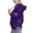 thumbnail image 3 of Yiaed Crystal Purple Snowflake Print Womens Casual Hoodies Crew Neck Long Sleeve Sweatshirts With Pocket Pullover Tops Women's Hooded Sweatshirt-Large, 3 of 5