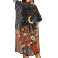 thumbnail image 5 of SCRAWLGOD Cardinal Daisy Moon Print Swimsuit Cover Up for Women Half Sleeve Loose Swimsuit Coverup Breathable Soft Bathing Suit Cover Up for Summer, 5 of 6