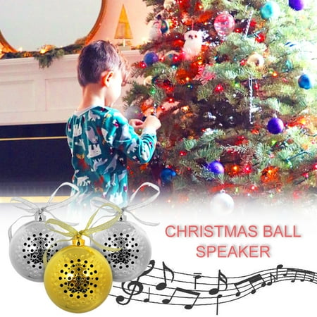 Christmas Bells Sound Mini Christmas Ornament Speaker Christmas Ball Sound Audio,iClover Jingle Bell Bluetooth Wireless Speaker Ornament Holiday Tunes for Christmas Tree - Gold ()
