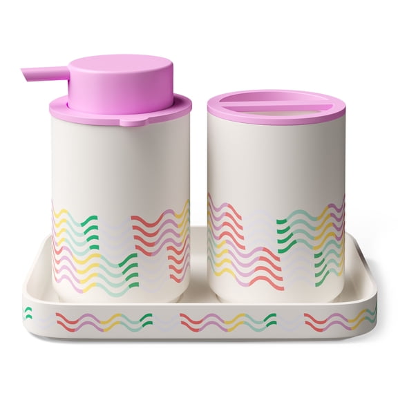 Mainstays Kids Bath Accessory Set, 3 Pieces, Wavy