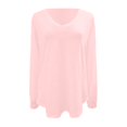 thumbnail image 5 of MHFRRA Camiseta de Manga Larga con Cuello En V para Mujer, Corte Holgado, Informal, con Hombros descubiertos y Dobladillo Anudado a La Cintura para Uso Diario Rojo, 5 of 5