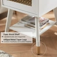 thumbnail image 5 of Hyxoo Mid Century Modern End Table with Charging Station - Small Side Table Nightstand with USB Ports & Outlets, Storage Drawer & Open Shelf, White Wood Furniture for Living Room,Office,White, 5 of 7