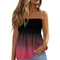 thumbnail image 2 of Women's Beach Coverup Tube Tops Flowy Strapless Bandeau Tanks Long Sleeveless Blouses Pink 2XL, 2 of 5
