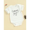 thumbnail image 6 of Aojekbee Baby Girls Boys Summer Rompers Short Sleeve Crew Neck Letter Heart Print Casual Romper, 6 of 10
