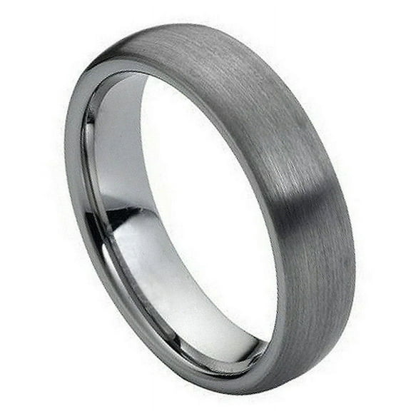 6mm Tungsten Carbide Classic Domed with Brushed finish Wedding Band Ring For Men or Ladies