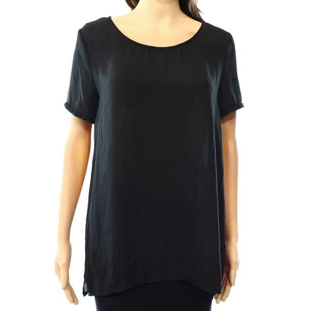Lush Lush New Black Womens Size Large L Keyhole Back Chiffon Sheer Blouse Walmart Com Walmart Com