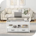 thumbnail image 3 of Wood Lift Top Coffee Tables with 2 Storage Drawers & Hidden Compartment for Living Room Office, White, 3 of 8