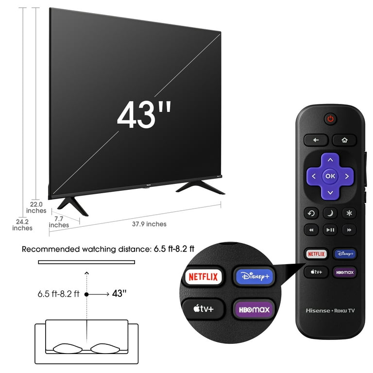 Tv Hisense 43 Led 720P 60Hz Smart Tv + Roku Reacondicionado