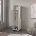 thumbnail image 3 of Armoires: Modern 62.9"H with 1 Door, 3 Shelves & Full-Length Mirror | White | Engineered Wood, 3 of 8