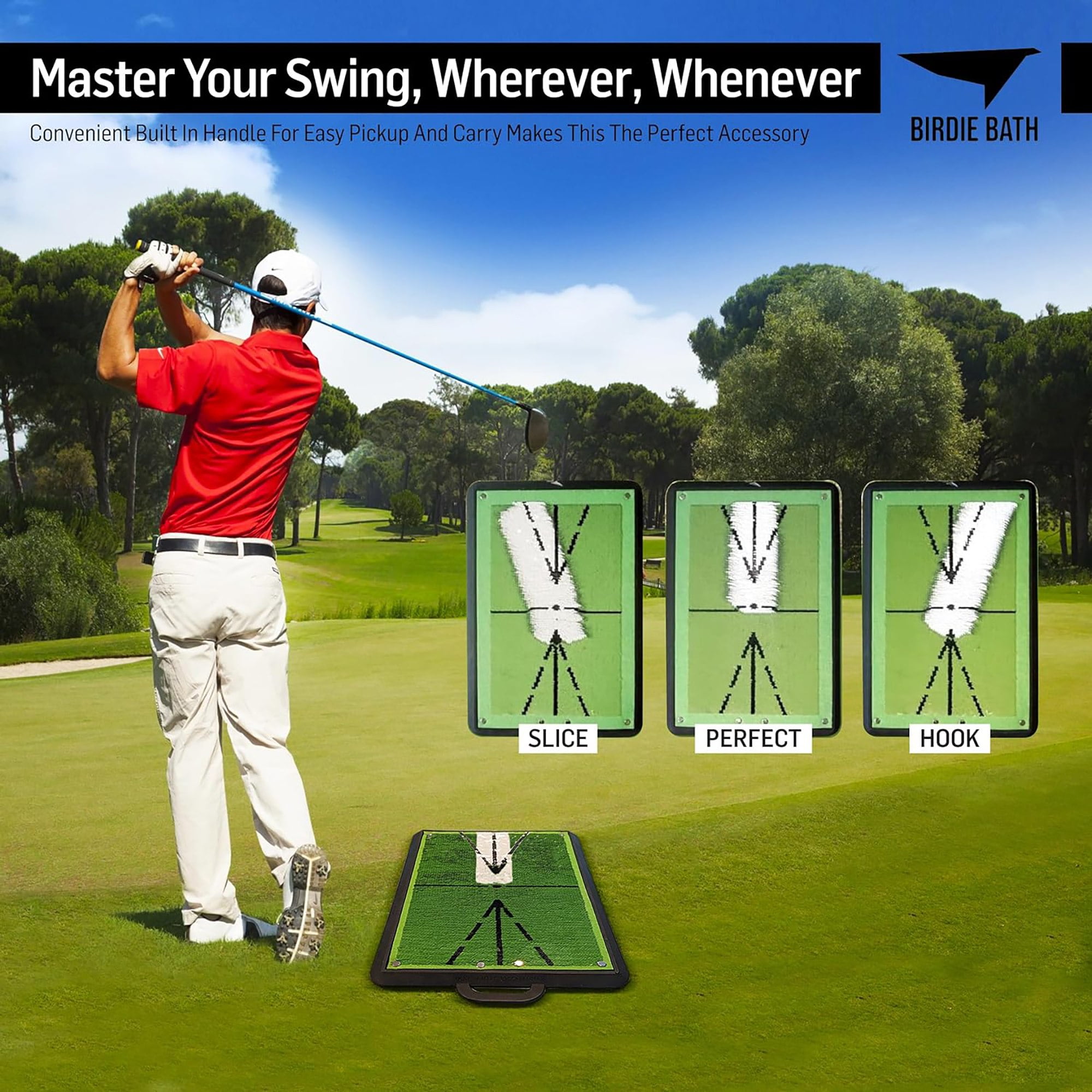 Birdie Bath Birdie Mat Pro - Swing Training Mat, Instant Feedback