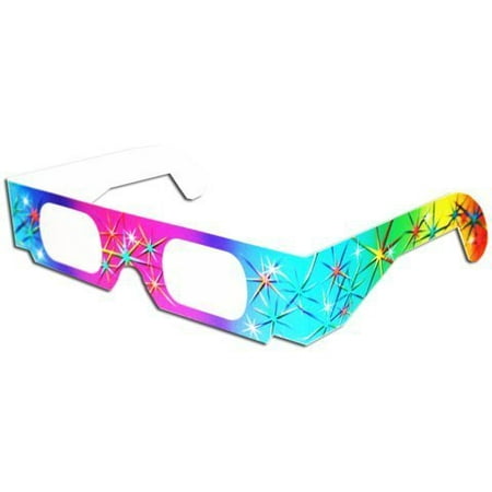 3D Fireworks Glasses w Rainbow Frames Pattern Diffraction Lenses- Pack of 5, Colorful Rainbow Spectrum Frames By American Paper Optics