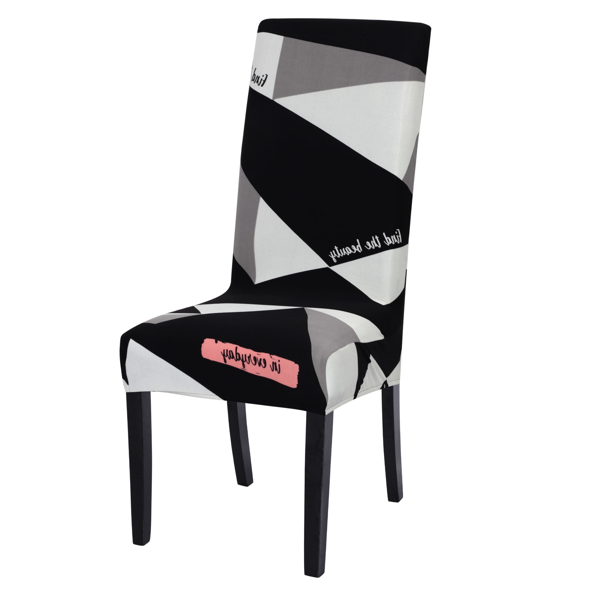 Unique Bargains Elastic Geometric Dining Chair Cover Set Gray and Black