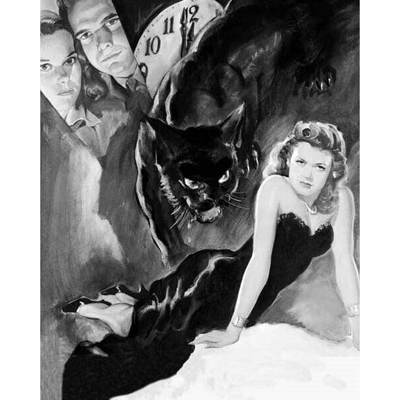 Cat People Simone Simon in black dress classic artwork 8x10 inch photo