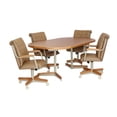thumbnail image 3 of Furnish Theory  Caster Chair Company Alona 5-Piece 42x[54/72] Caster Dining Set Wood Edge Laminate Table Top & Buff Polyurethane Rolling Swivel Tilt Chairs, 3 of 16