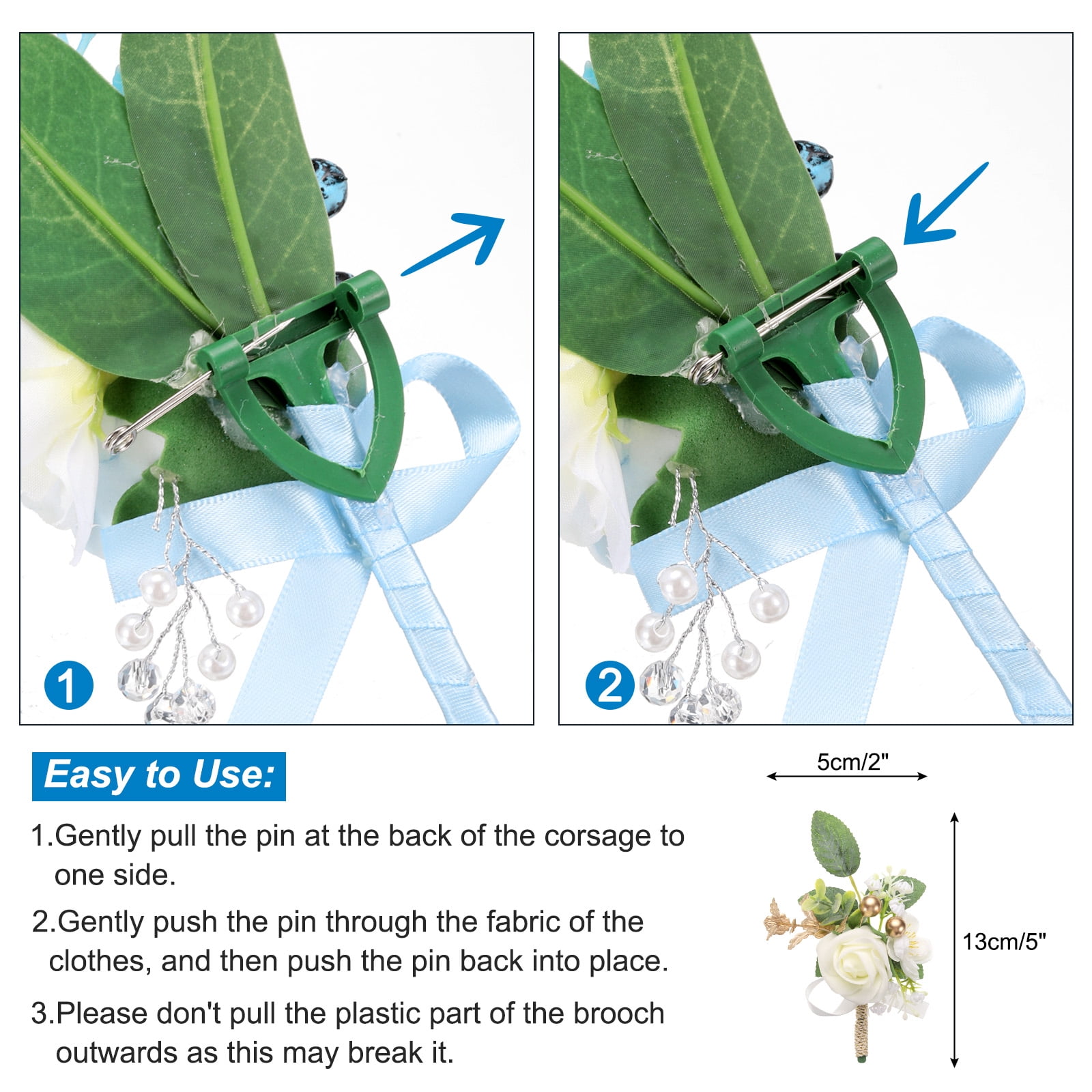 Unique Bargains Boutonnieres Buttonholes Pocket Corsage Artificial Flowers 15Pcs Colorful
