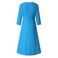 thumbnail image 4 of LLYwey s Fall Wrap Dresses for Women 2024 Summer Casual 3/4 Sleeve V Neck Party Dresses Dress New Cocktail Dresses Blue 3Xl, 4 of 7