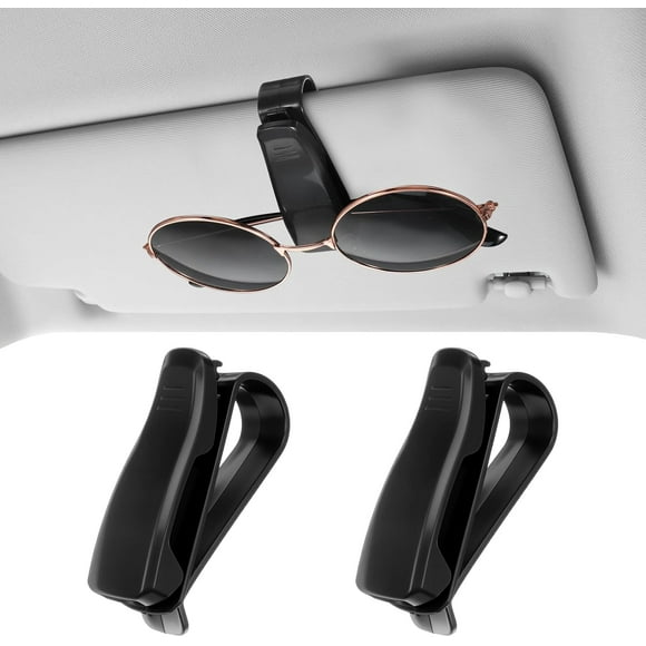 2Pcs Car Sunglass Holder Clip, Sunglass Holder for Car Visor Clip, One Handed Operation Eyeglass Hanger Clips Accessories for Holding Glasses