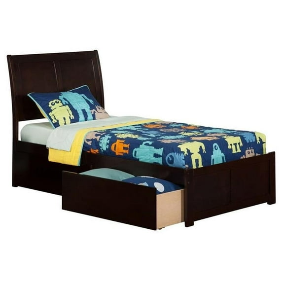 Leo & Lacey Twin Storage Platform Bed in Espresso