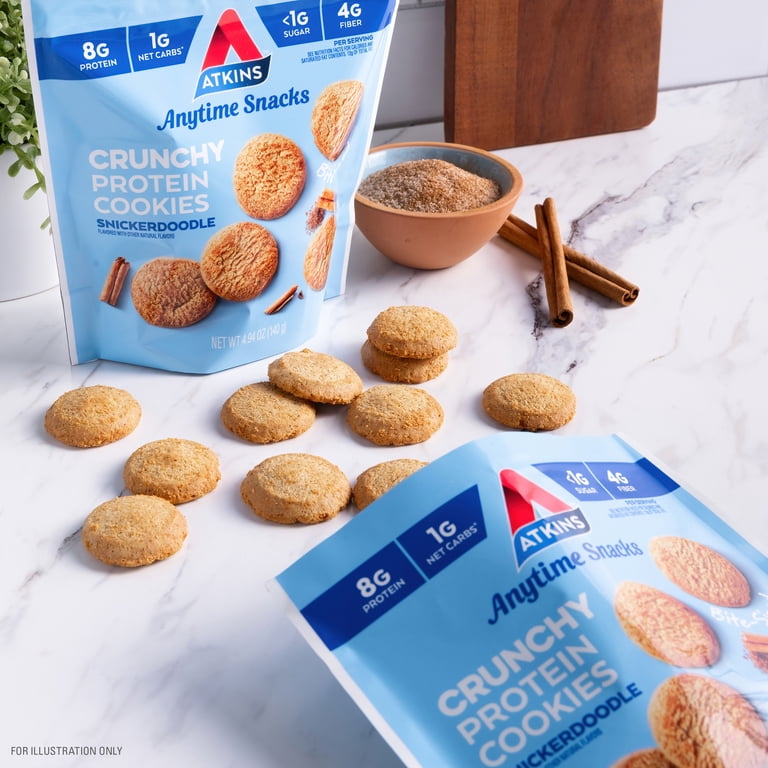 Atkins Crunchy Protein Cookies, Bite-Sized, Snickerdoodle, 4.94 oz