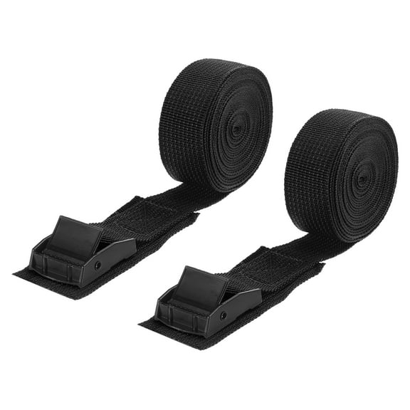 Tie Down Straps, 2Pcs Adjustable Buckle Lashing Straps, 300x2.5cm Cinch Strap (Black)