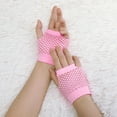thumbnail image 4 of INSPIRE CHIC Women's Fingerless Mesh 1980s Fancy Dress Party Costume Accessories Fishnet Gloves Short-1Pair Pink, 4 of 5