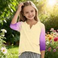 thumbnail image 7 of Grblisyd Girls Shirts Size 10-12 3/4 Sleeve Henley Shirts Button Down V Neck Raglan Tops Loose Color Block Blouse, 7 of 7