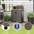 thumbnail image 2 of Suncast Patio Plastic Storage & Prep Station w/ Wicker Pattern, Stoney Gray, 2 of 9