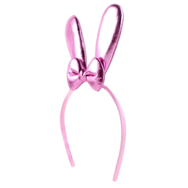 Accesorios para el cabello para niños Diadema elástica con lazo y orejas de conejo Rosado