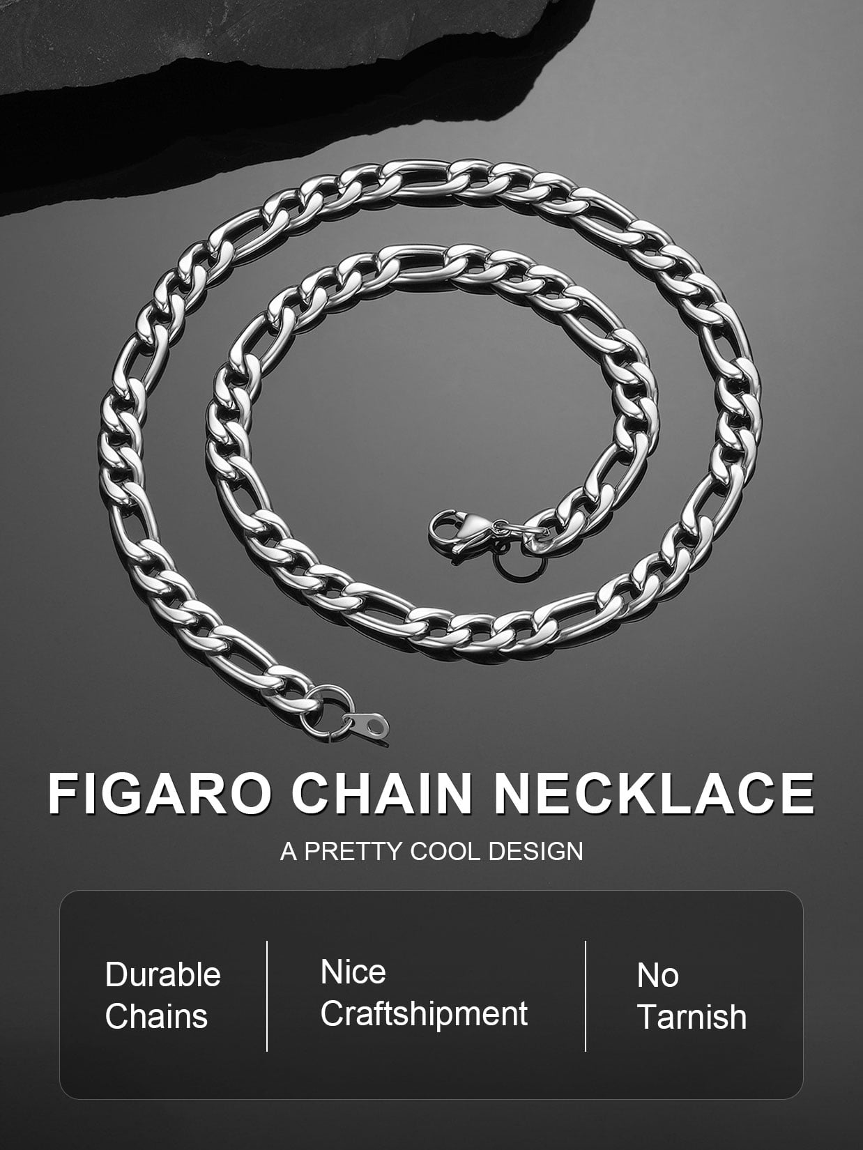 ChainsProMax Men 8mm Figaro Chain Necklace 316L Stainless Steel Necklace Jewelry Gift for Men Women Fathers Mothers Day