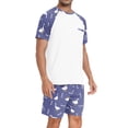 thumbnail image 2 of MINTREUS Men's Pajamas Colors Contrast Short Sleeve Round Neck 2-piece Set Men's Loose Shorts Casual Set Raglan Pajamas, 2 of 6
