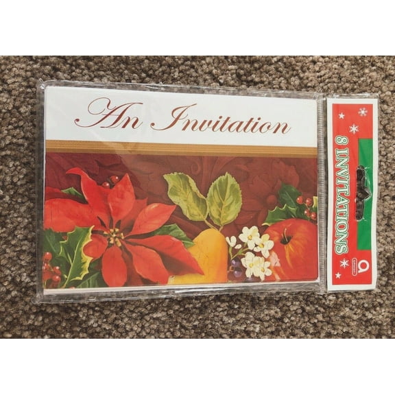 Christmas Bounty Thanksgiving Invitations 8 Ct Amscan NEW