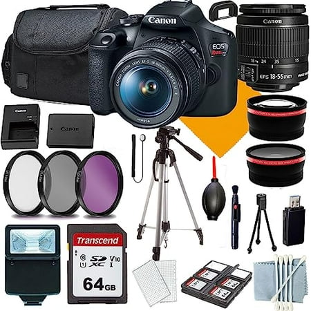 Canon EOS Rebel T7 DSLR Camera with 18-55mm+Commander Starter Kit+Lens Filters+CASE+64Memory Cards(18PC)