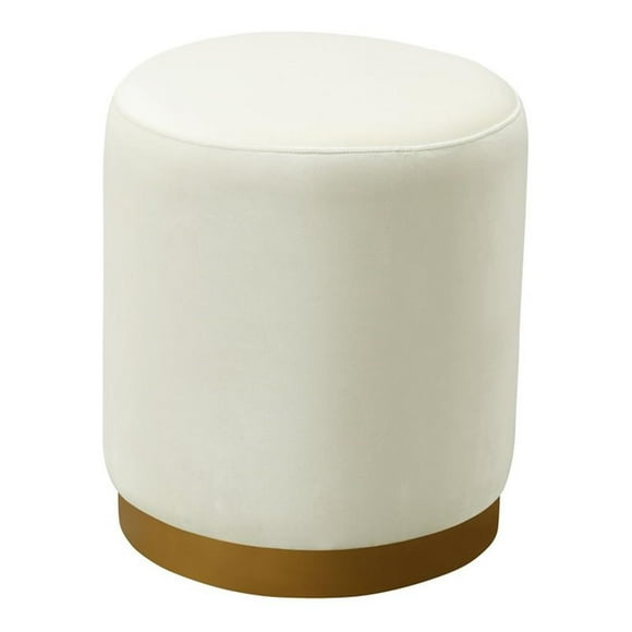 TOV Furniture Opal Ottomane Contemporaine en Velours de 18 Po H, Crème/or