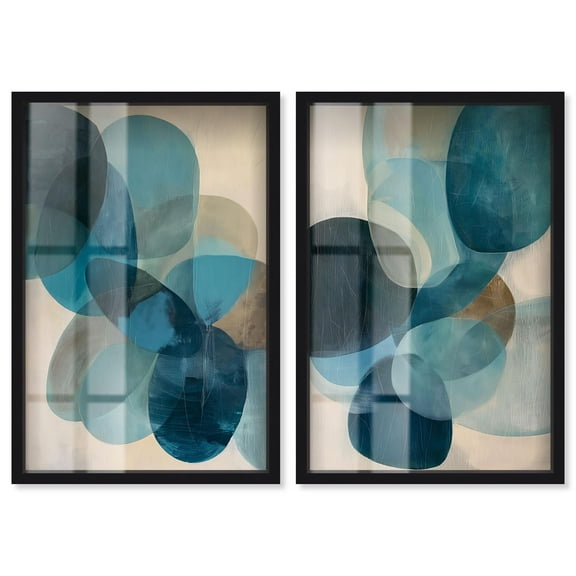 Terra Bound 2 Panel Set Shadowbox Print Geode Art Prints by Art Remedy, Black Frame, 10 x 15