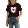 thumbnail image 1 of T-Shirt Drapeau Canadien Filles Drapeau Canadien Col Rond Manches Courtes Blouse Enfants Fête de l'Indépendance Canadienne Décontracté Patriotic 1st July Coupe Régulière Filles Fête du Canada T-Shirt Graphique, 1 of 6