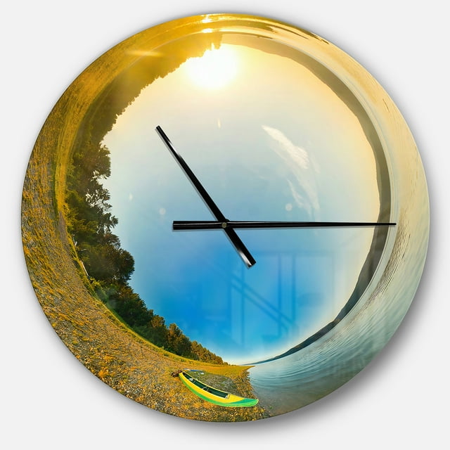 DesignArt Kayak in River Little Planet Large Wall Clock