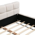 thumbnail image 6 of Christopher Knight Home Minimalist Chenille King Upholstered Bed, Tufted Checkerboard Headboard, Light Beige, 6 of 9