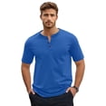 thumbnail image 2 of Yifymode Men’s Henley Shirt Casual Short Sleeve T-Shirt for Summer Beach Vacation,Blue M, 2 of 4