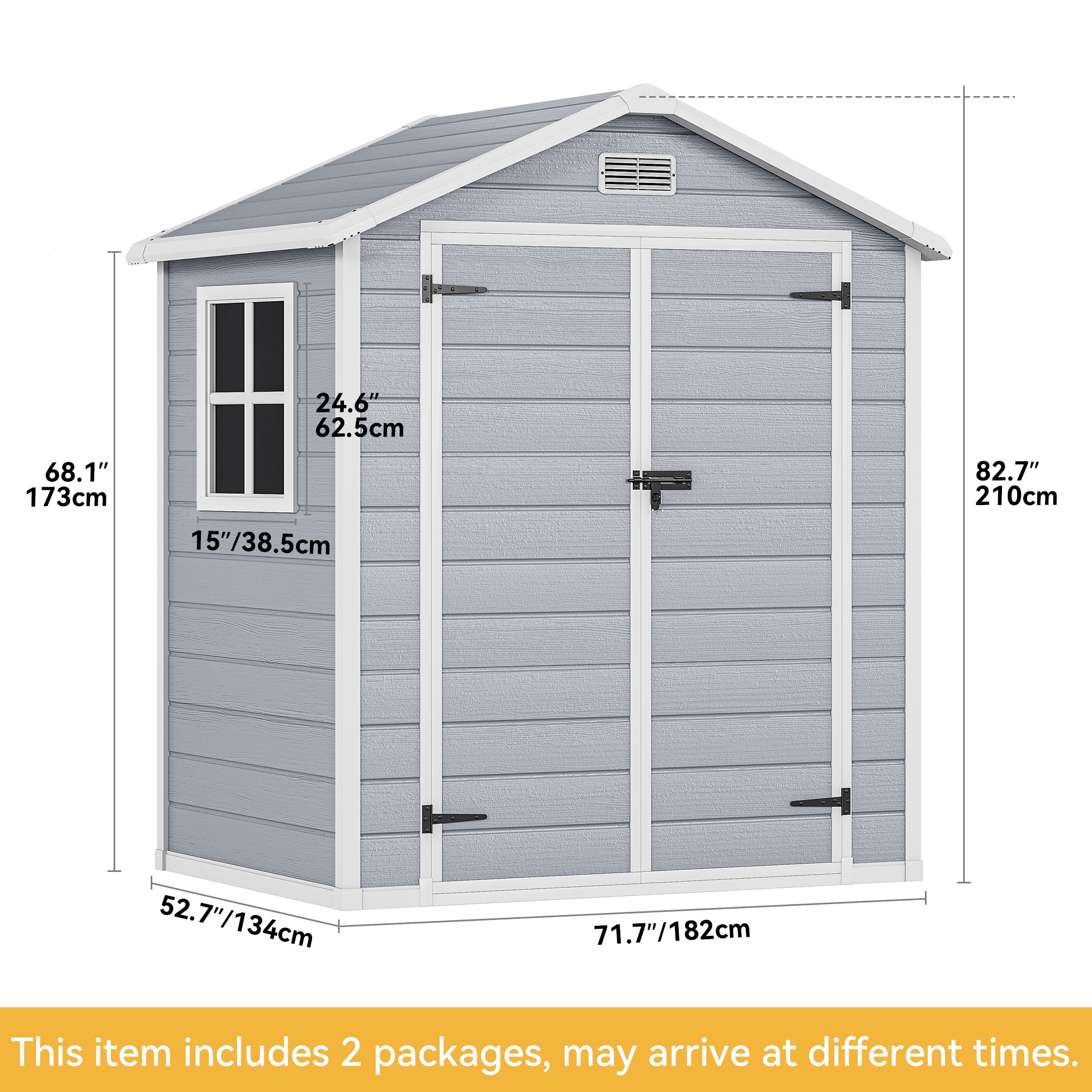 Uforic Resin Storage Shed with Reinforced Floor, 6.2x3.4 FT Outdoor Storage Shed with Lockable Door, Window and Vent