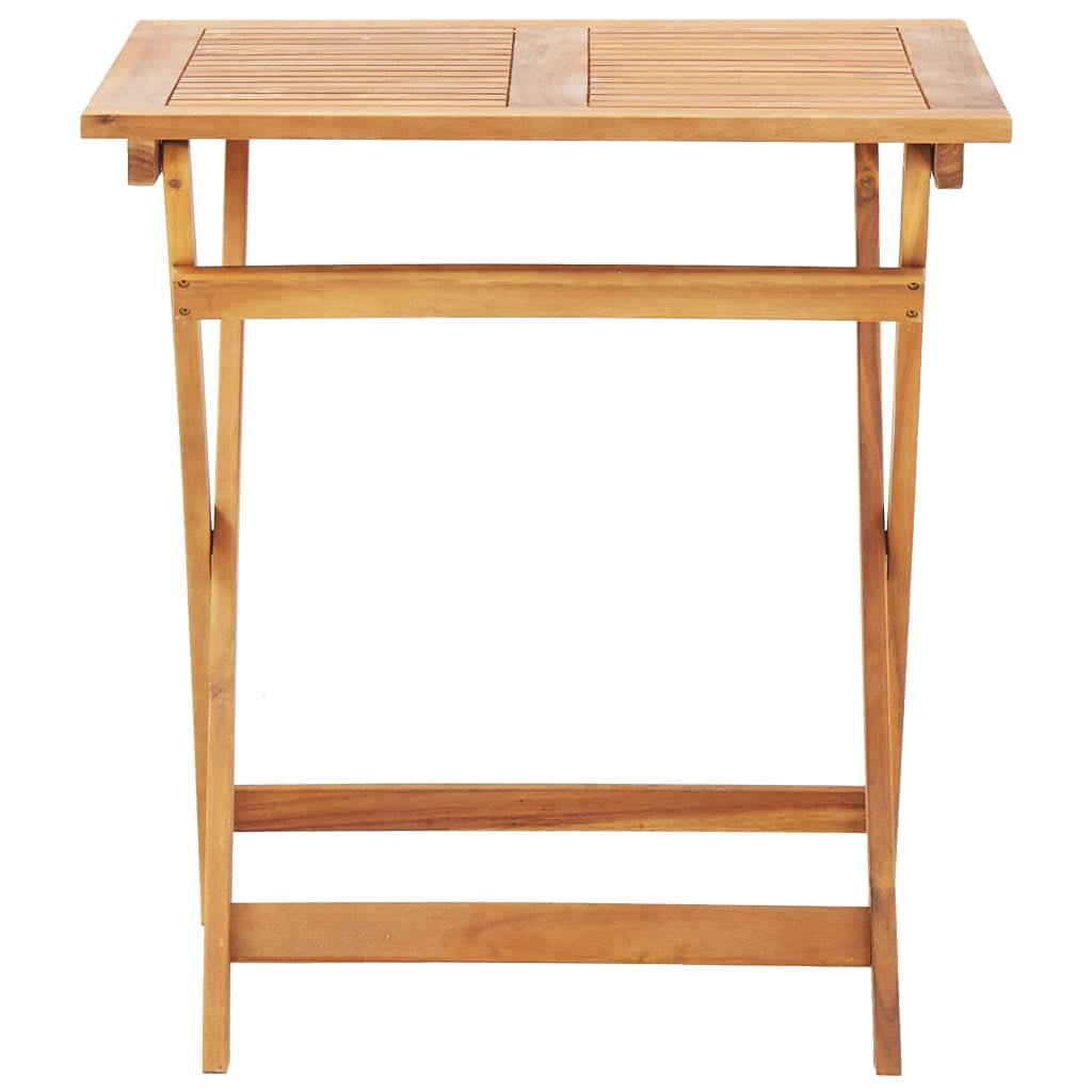 Kepooman 27.6" x 27.6" Outdoor Garden Folding Table, Patio Solid Acacia Wood Bistro Table with A Umbrella Hole