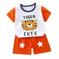thumbnail image 2 of Hicidod Toddler Baby Girls Summer Clothes Funny Cartoon Print Short Sleeve Top T-Shirt And Solid Shorts 2 Piece Summer Outfits Set, 2 of 4
