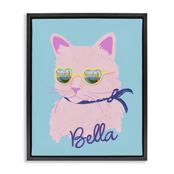 Stupell Industries Eclectic Cool Cat Bella Black Floating Frame Canvas Art, 17 x 21, by Steffanie Pisula