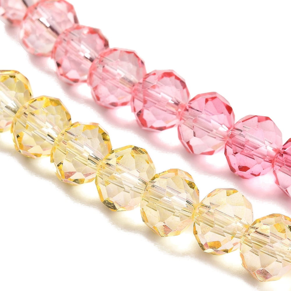 Transparent Painted Glass Beads Strands Faceted Rondelle Red 6x5mm Hole: 1mm about 80pcs/strand 16.54''(42cm)